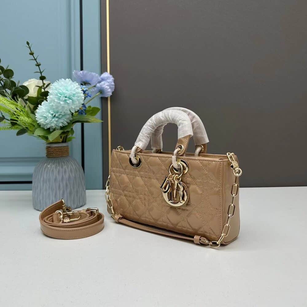 DIOR MEDIUM LADY D JOY BAG CANNAGE LAMBSKIN BEIGE 26CM M0540ONGE M51U - Image 3