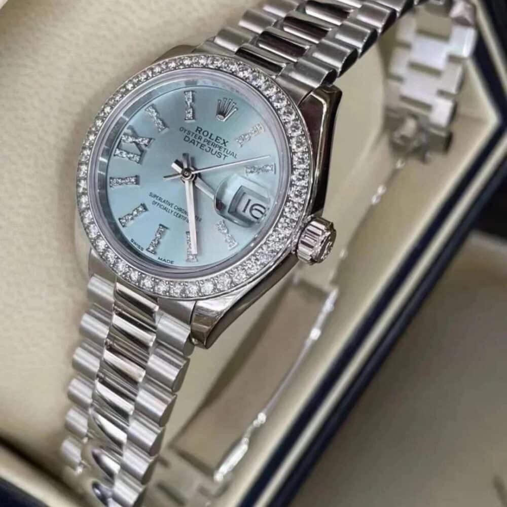 ROLEX LADY DATEJUST 28 ICE BLUE DIAL PLATINUM DIAMOND 28MM 279136IBLSRDP - Image 3