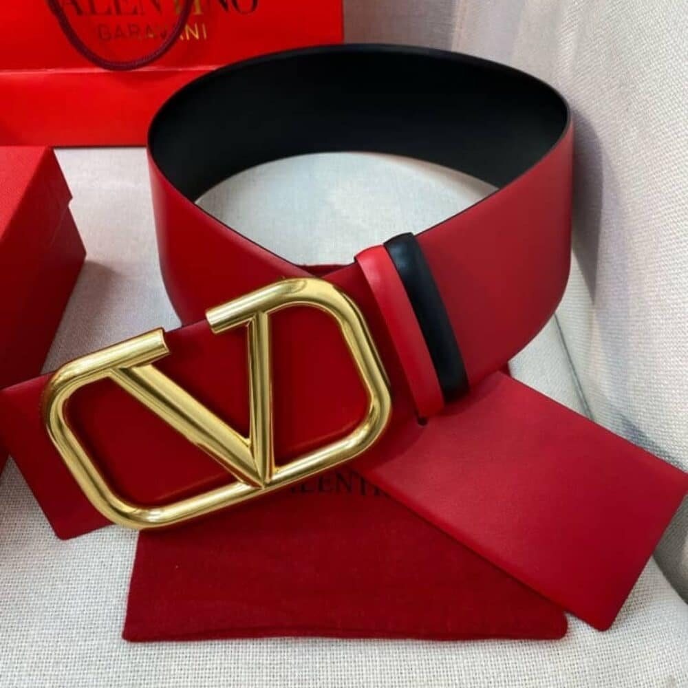 VALENTINO GARAVANI V LOGO REVERSIBLE LEATHER BELT IN RED 70MM - Image 5