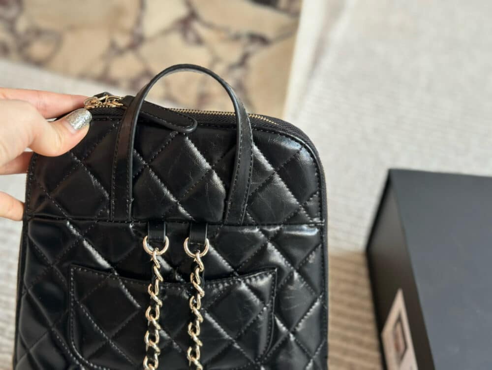 CHANEL MY POCKET BACKPACK SHINY BLACK 24CM - Image 4