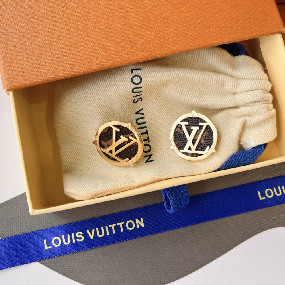 LOUIS VUITTON COMPASS MONOGRAM EARRINGS GOLD - Image 4