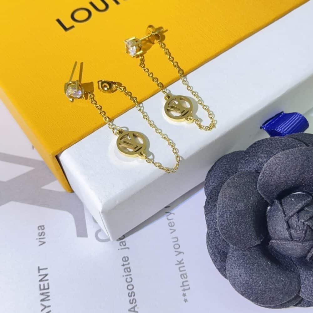 LOUIS VUITTON PETIT LOUIS EARRINGS IN GOLD M00390 - Image 4