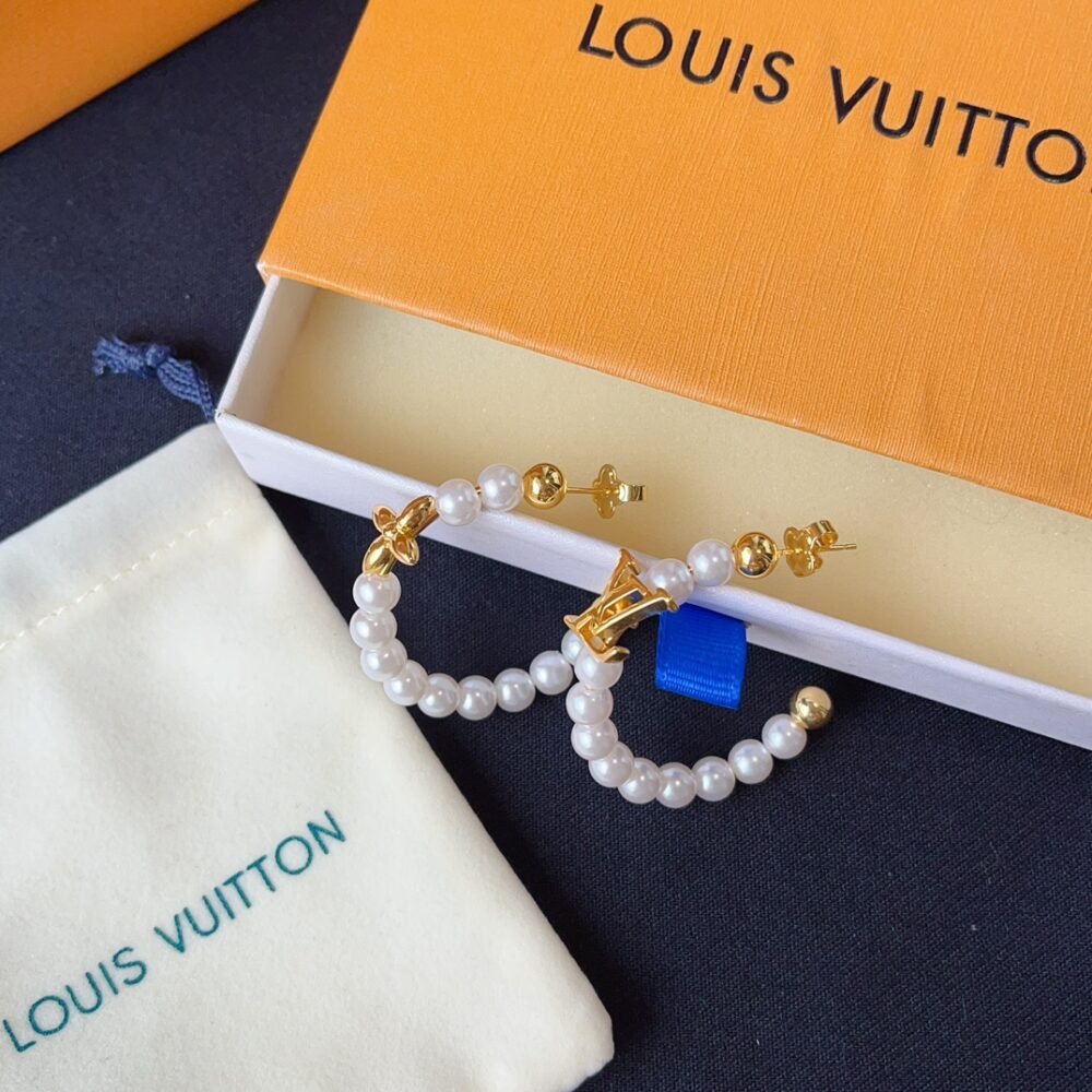 LOUIS VUITTON MY LV PEARL EARRINGS GOLD M01988 - Image 3