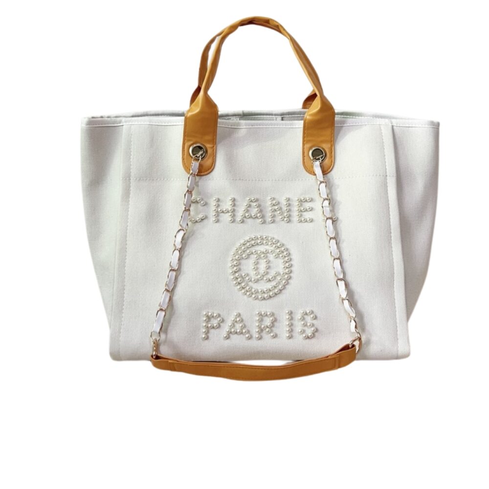 CHANEL CC CANVAS PEARL DEAUVILLE WHITE 48CM