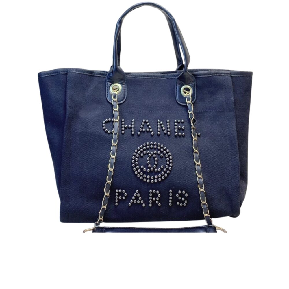 CHANEL CC DEAUVILLE TOTE NAVY BLUE 48CM