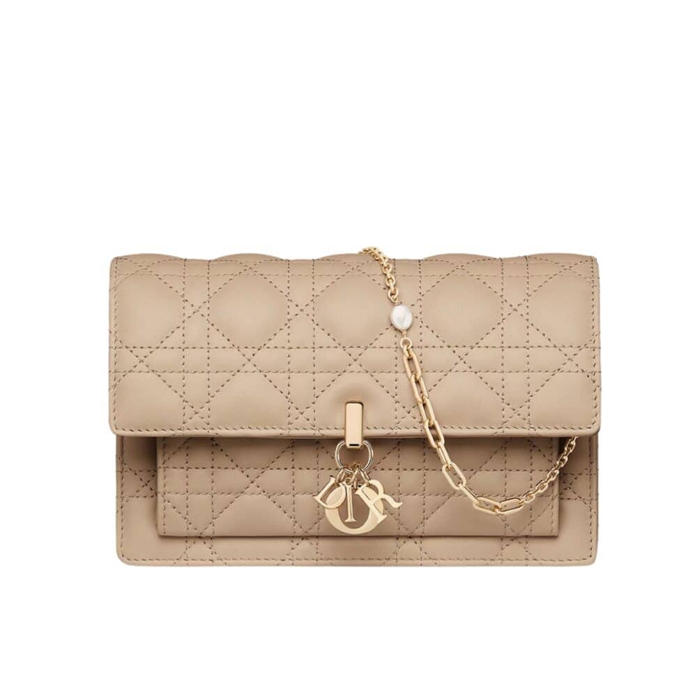 DIOR MY DIOR DAILY POUCH WITH CHAIN SAND COLORED CANNAGE LAMBSKIN19CM S0937ONMJ M116 - Image 7