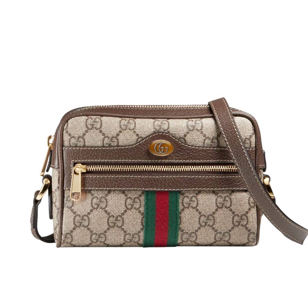 GUCCI OPHIDIA MINI BAG BEIGE AND EBONY 17CM 517350 96IWS 8745