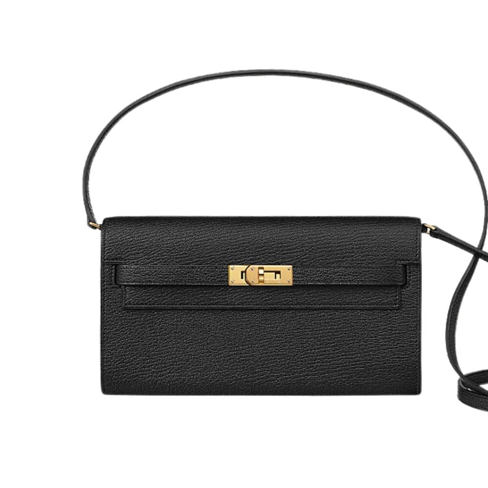 HERMES KELLY CLASSIQUE TO GO WALLET BLACK 19CM H080255CC89