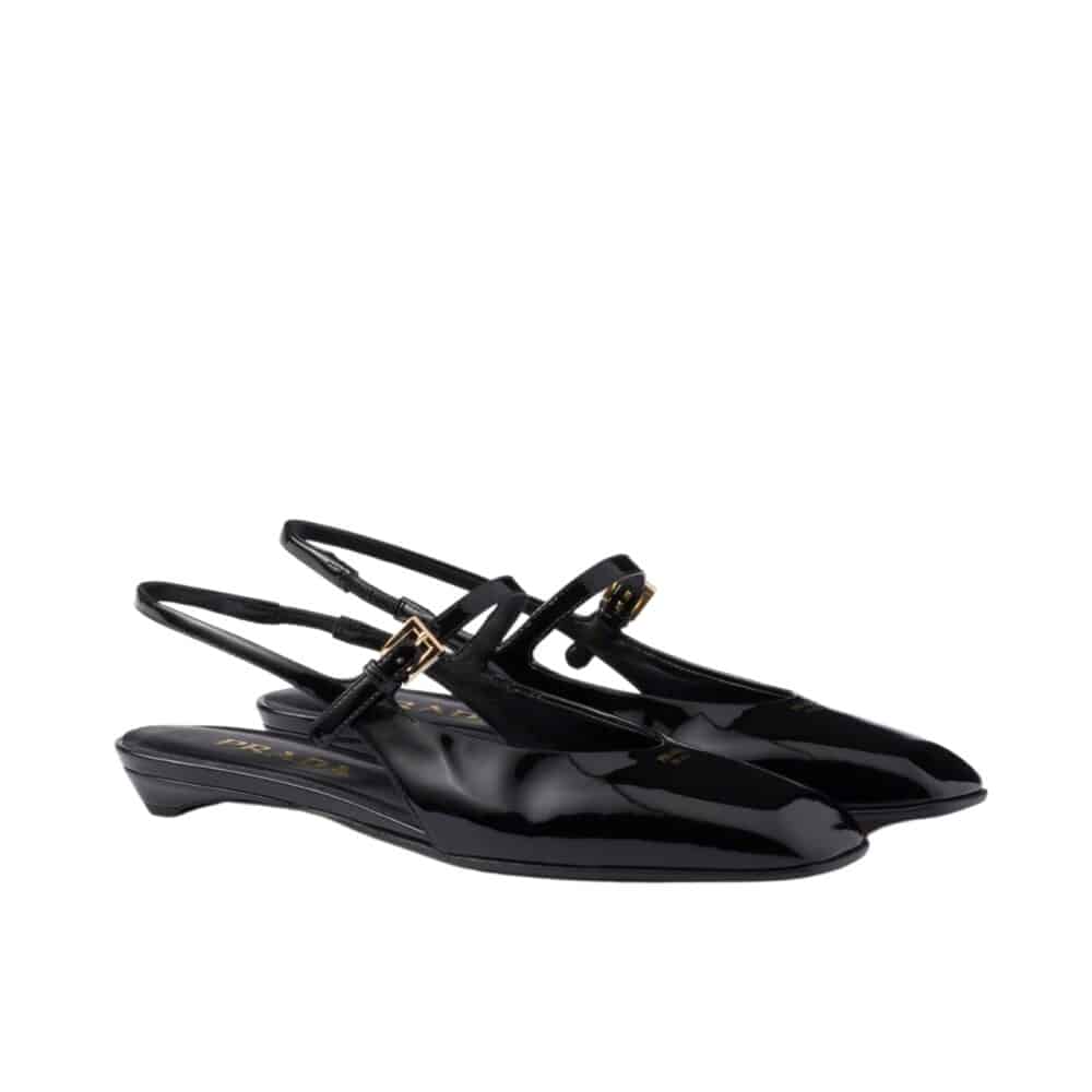 PRADA PATENT LEATHER SLINGBACK BALLERINAS BLACK 1F828N 069 F0002 F 015