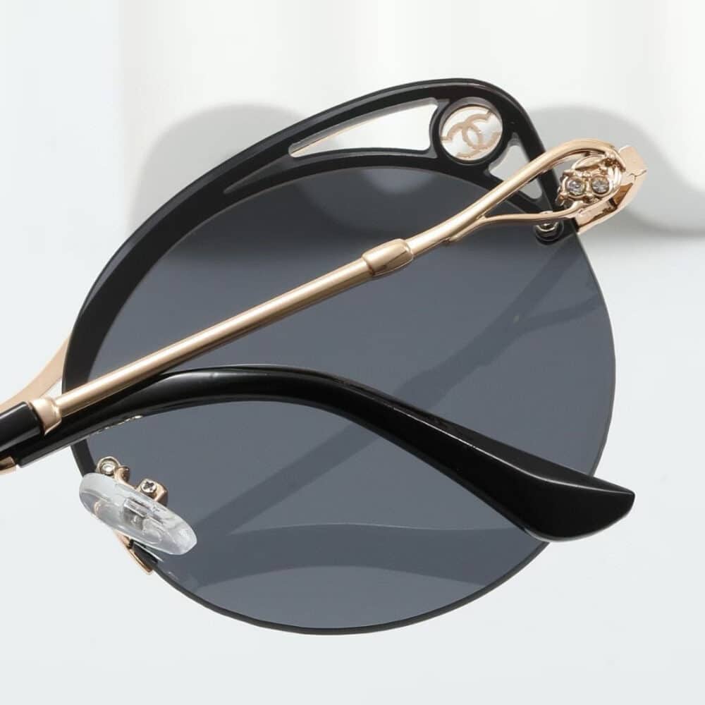 CHANEL CUTOUT ROUND SUNGLASSES BLACK - Image 3