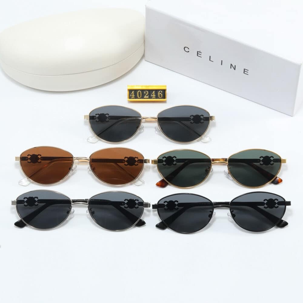 CELINE BUTTERFLY CAT EYE SUNGLASSES WITH LOGO IN BROWN - Image 3