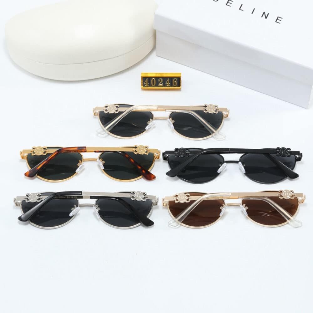 CELINE BUTTERFLY CAT EYE SUNGLASSES WITH LOGO IN BROWN - Image 4