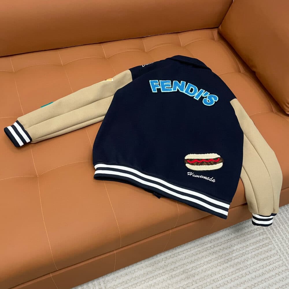 FENDI FENDILICIOUS BOMBER JACKET BEIGE AND BLUE FW1348ATEAF1R4X - Image 4