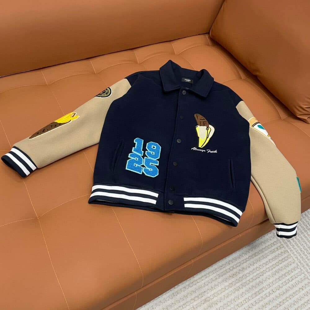 FENDI FENDILICIOUS BOMBER JACKET BEIGE AND BLUE FW1348ATEAF1R4X - Image 3