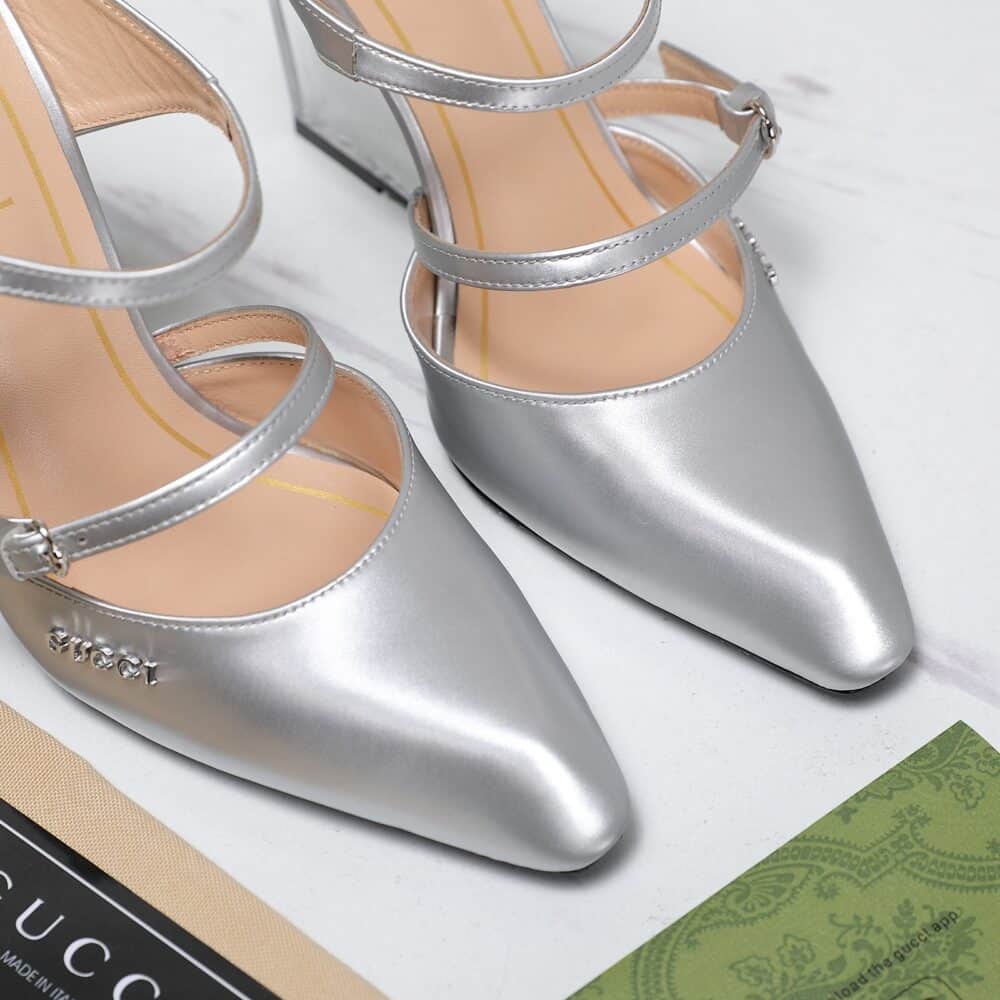 GUCCI WOMEN'S WEDGE MULE SILVER - Image 3