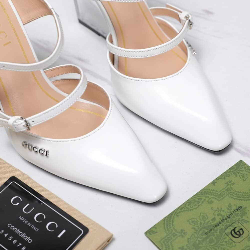 GUCCI WOMEN'S WEDGE MULE WHITE 827856 CLG00 9014 - Image 7