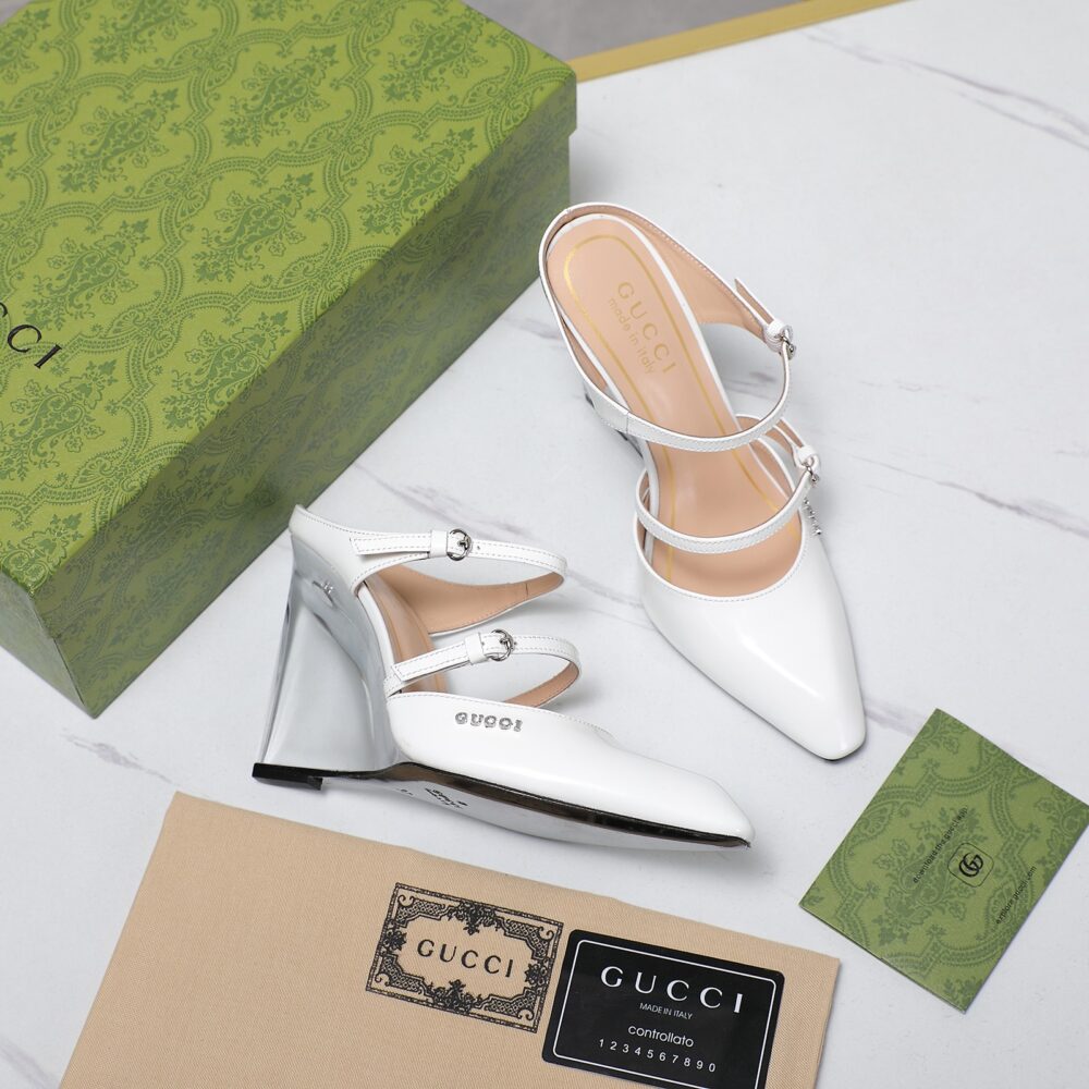 GUCCI WOMEN'S WEDGE MULE WHITE 827856 CLG00 9014 - Image 6