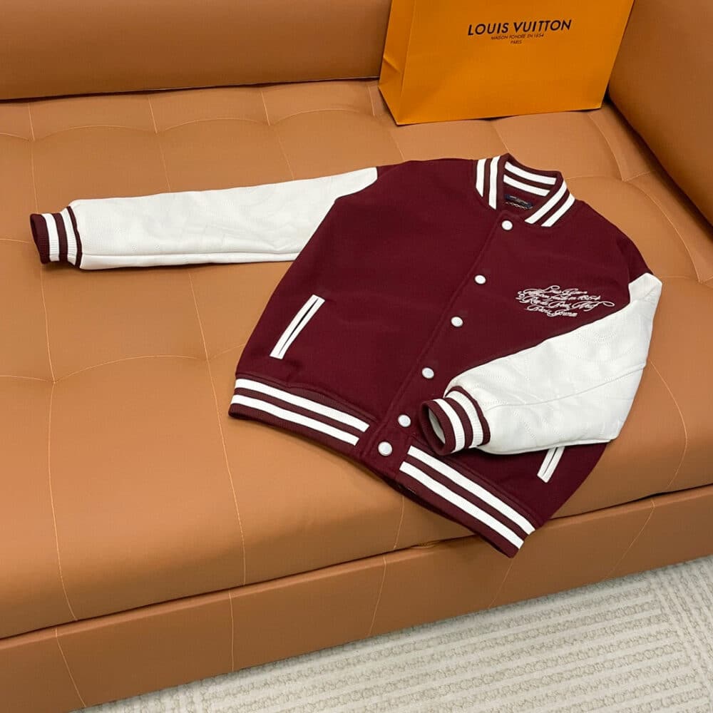 LOUIS VUITTON EMBROIDERED CALFSKIN VARSITY JACKET BORDEAUX 1AGJCC - Image 7