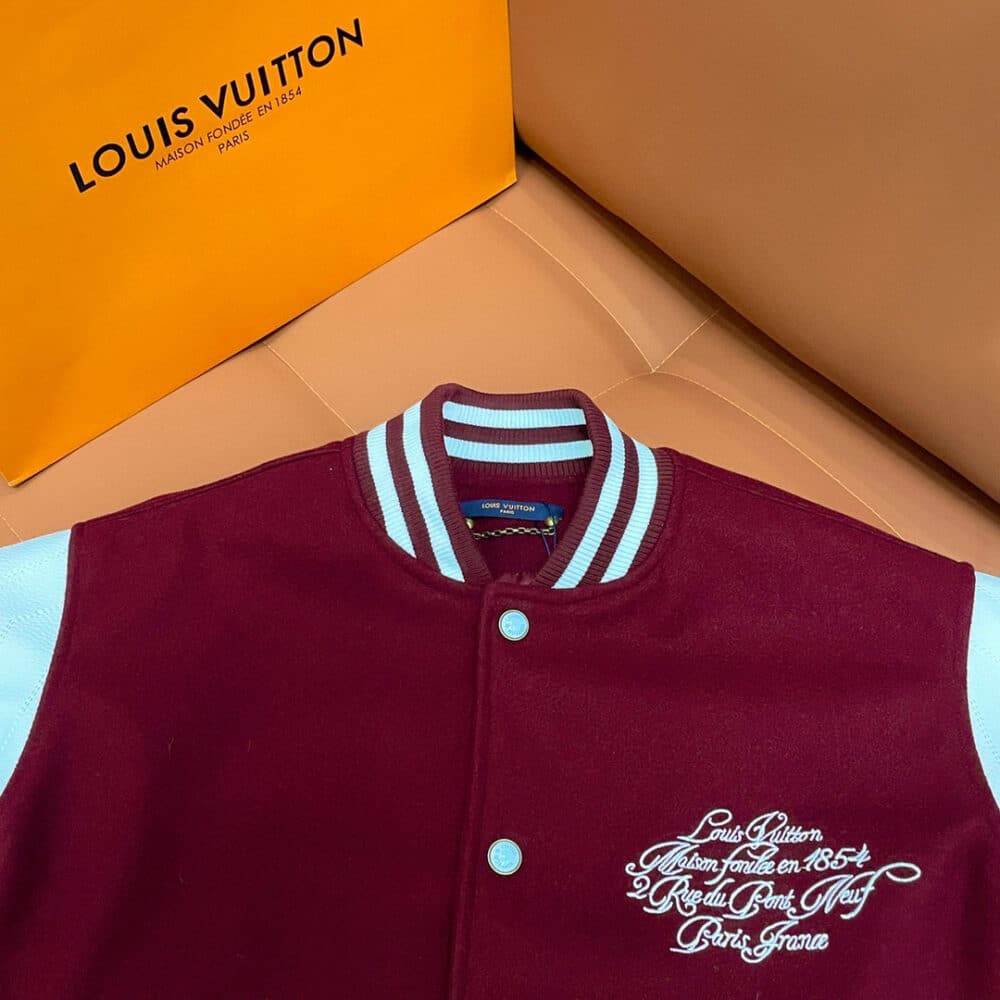 LOUIS VUITTON EMBROIDERED CALFSKIN VARSITY JACKET BORDEAUX 1AGJCC - Image 4