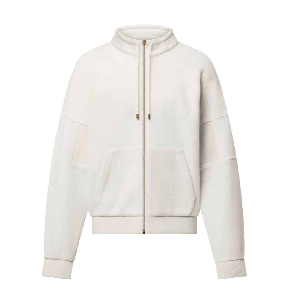 LOUIS VUITTON QUILTED TEXTURED WOOL BLOUSON MILKY WHITE 1AGJXG