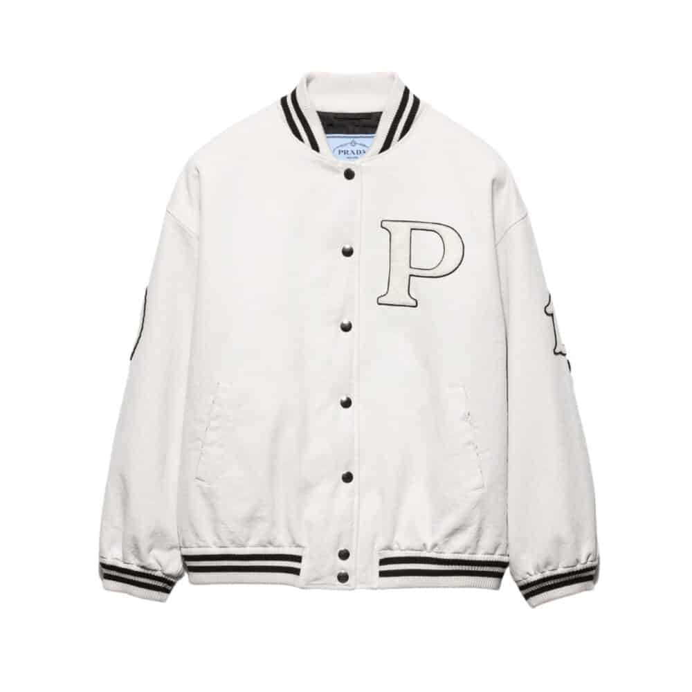 PRADA CANVAS BOMBER JACKET WITH PATCHES WHITE 292230 152I F0304 S OOO