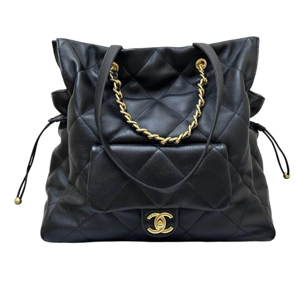 CHANEL 25C SHOPPING TOTE BAG BLACK 33CM