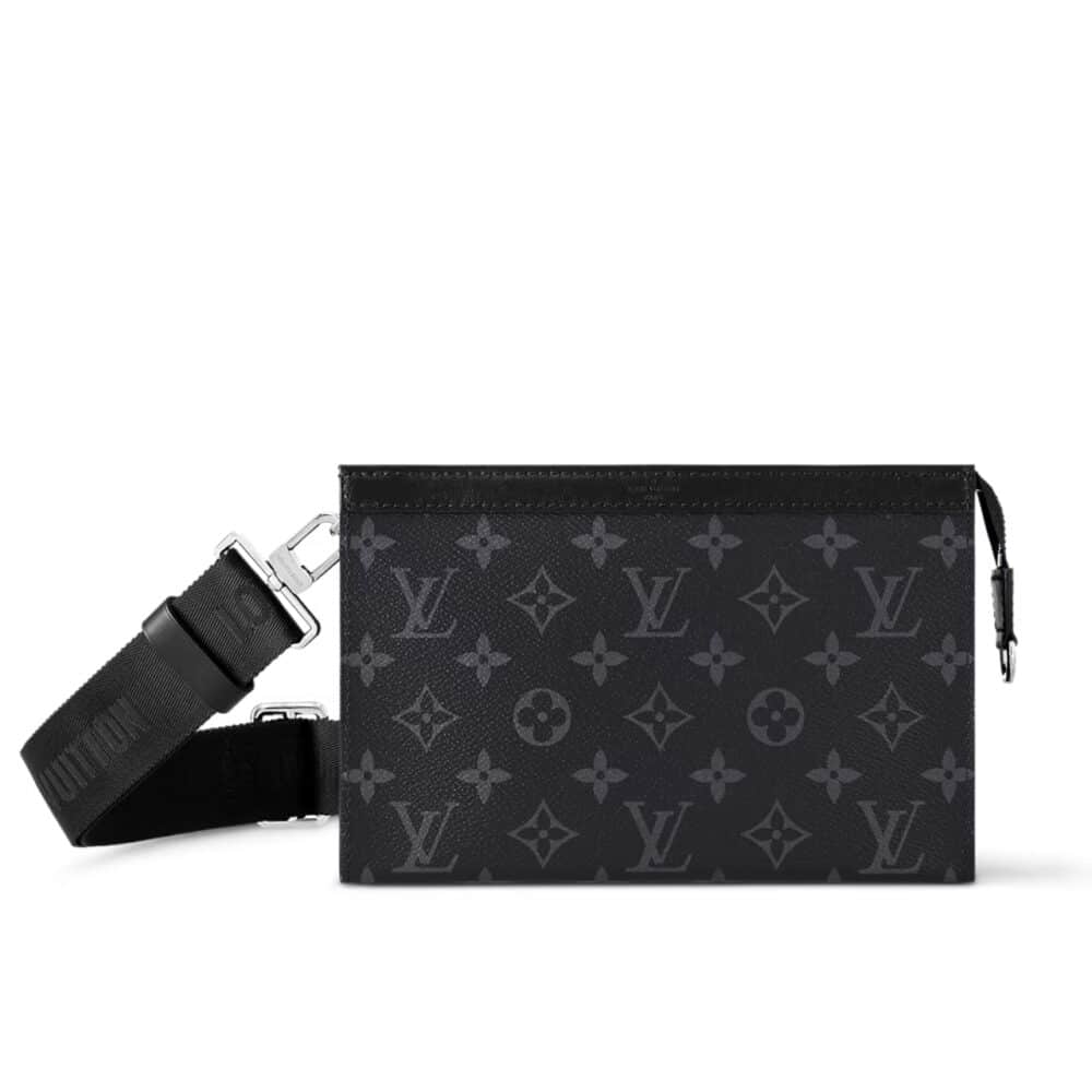 LOUIS VUITTON GASTON WEARABLE WALLET MONOGRAM ECLIPSE BLACK 21CM M81124