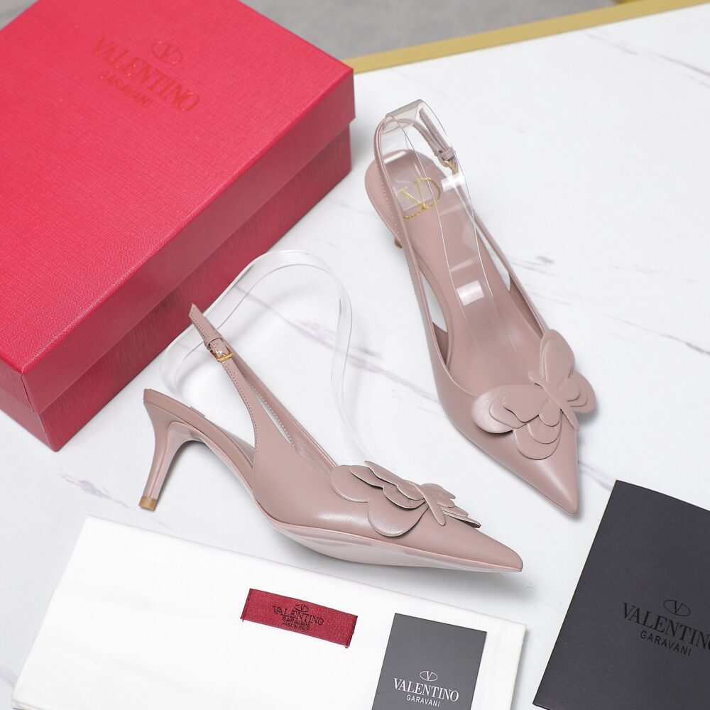 VALENTINO GARAVANI PAPIER PHALÈNE SLINGBACK PUMPS PINK - Image 9