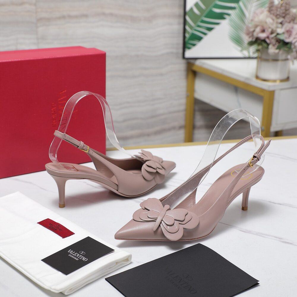 VALENTINO GARAVANI PAPIER PHALÈNE SLINGBACK PUMPS PINK - Image 8