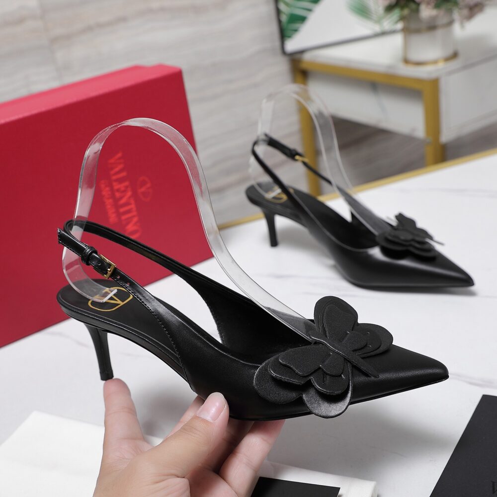 VALENTINO GARAVANI PAPIER PHALÈNE SLINGBACK PUMPS BLACK - Image 8