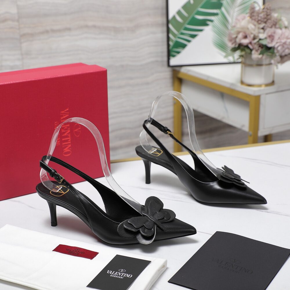 VALENTINO GARAVANI PAPIER PHALÈNE SLINGBACK PUMPS BLACK - Image 3