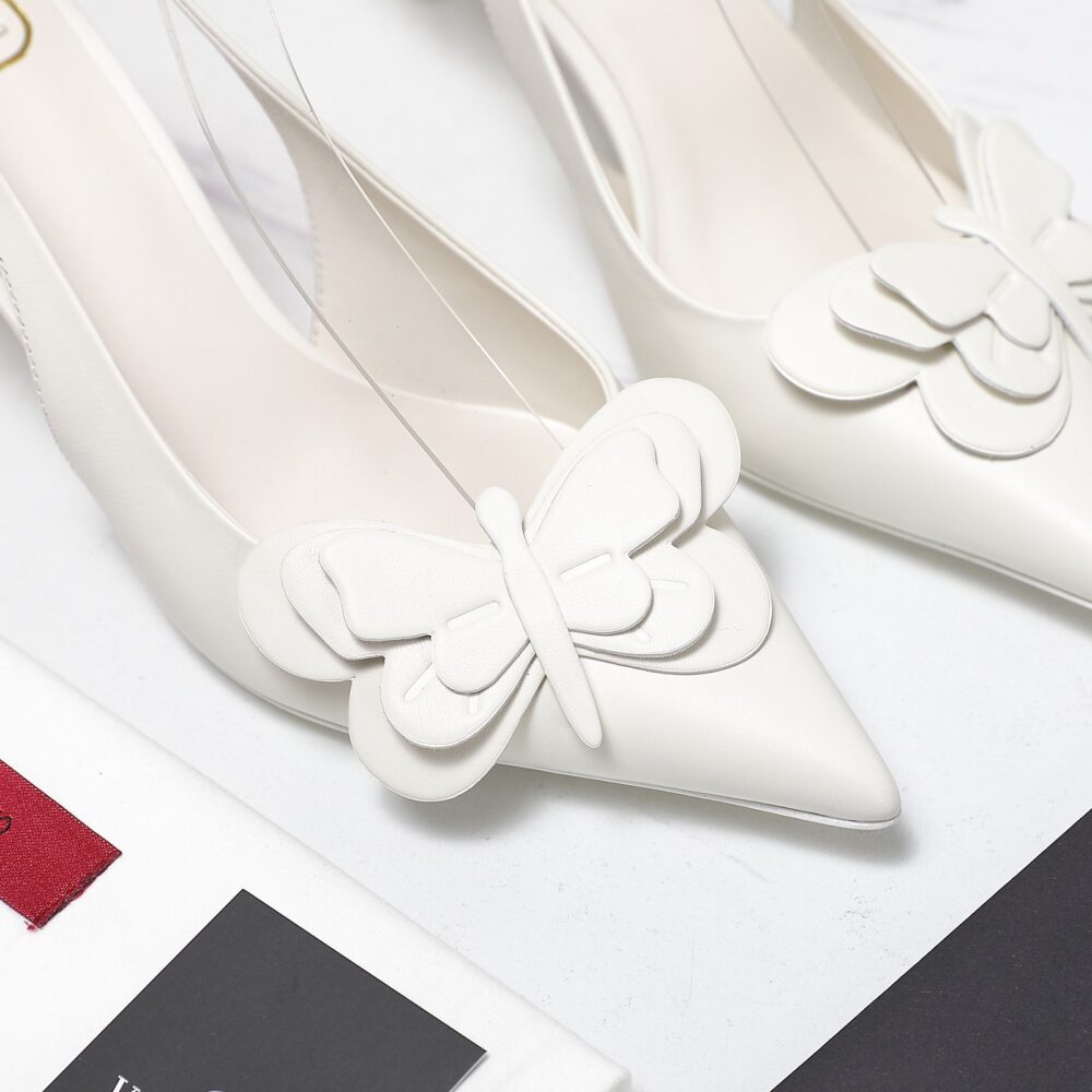 VALENTINO GARAVANI PAPIER PHALÈNE SLINGBACK PUMPS WHITE - Image 10