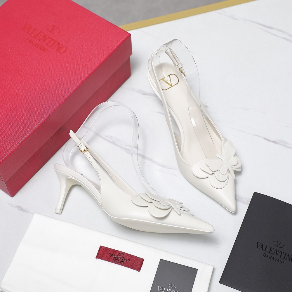 VALENTINO GARAVANI PAPIER PHALÈNE SLINGBACK PUMPS WHITE - Image 9