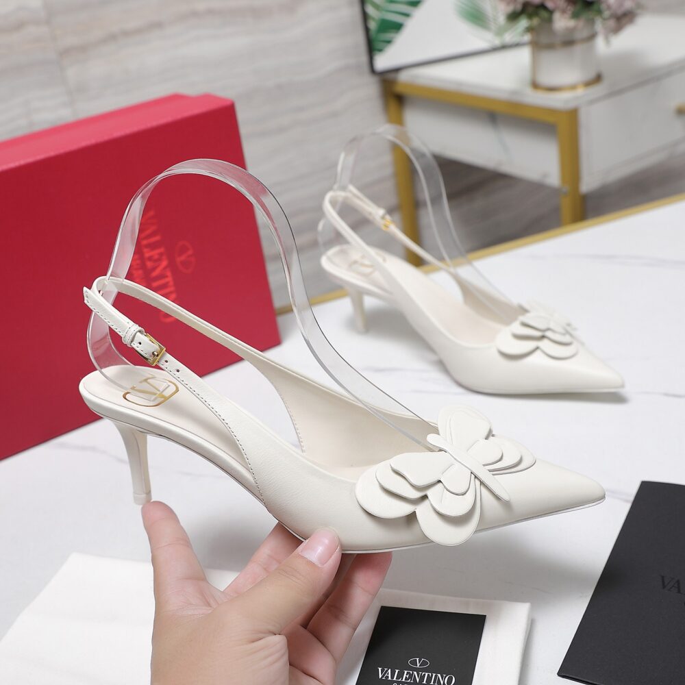 VALENTINO GARAVANI PAPIER PHALÈNE SLINGBACK PUMPS WHITE - Image 8