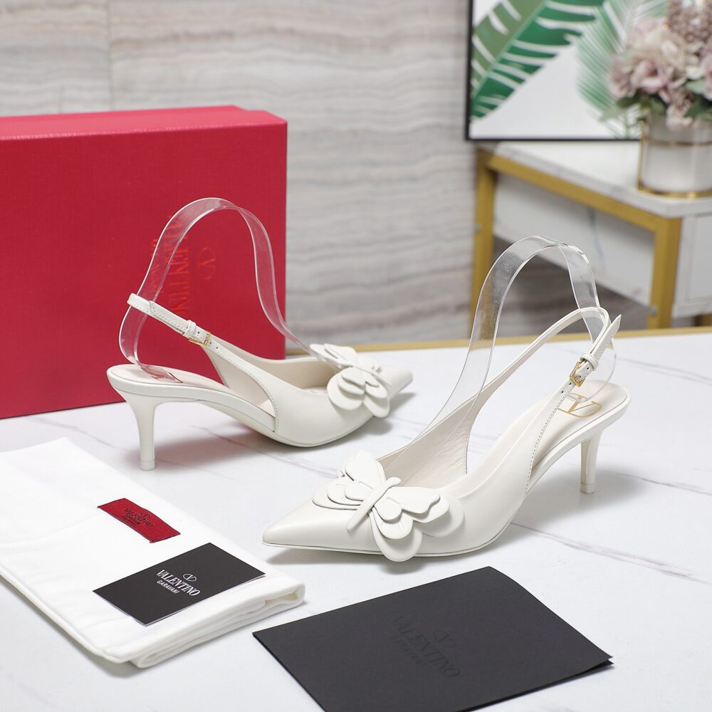 VALENTINO GARAVANI PAPIER PHALÈNE SLINGBACK PUMPS WHITE - Image 5