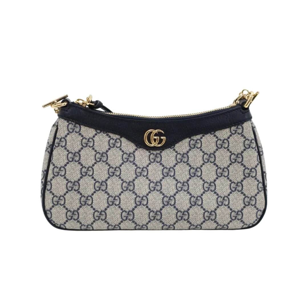 GUCCI OPHIDIA MINI BAG BLACK AND BEIGE 19CM