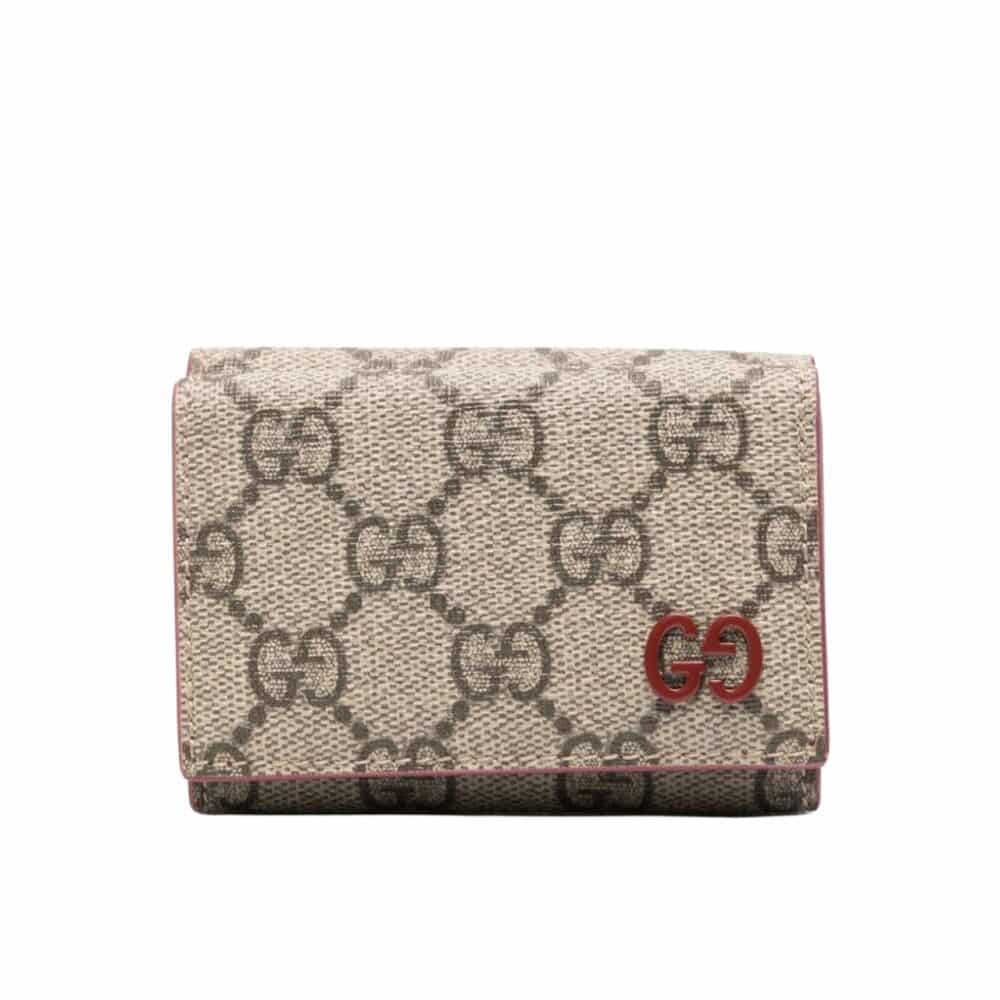 GUCCI IVORY INTERIOR GG TRI FOLD WALLET BEIGE AND EBONY 10CM