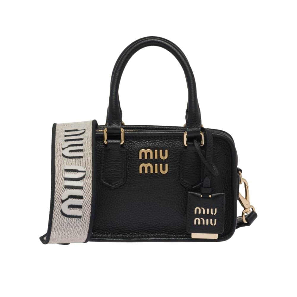 MIUMIU SHOULDER STRAP ARCADI BAG BLACK 24CM