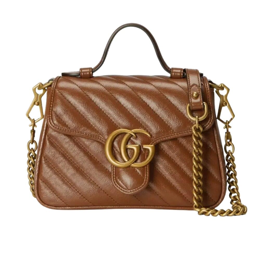 GUCCI GG MARMONT MINI TOP HANDLE BAG BROWN 20CM