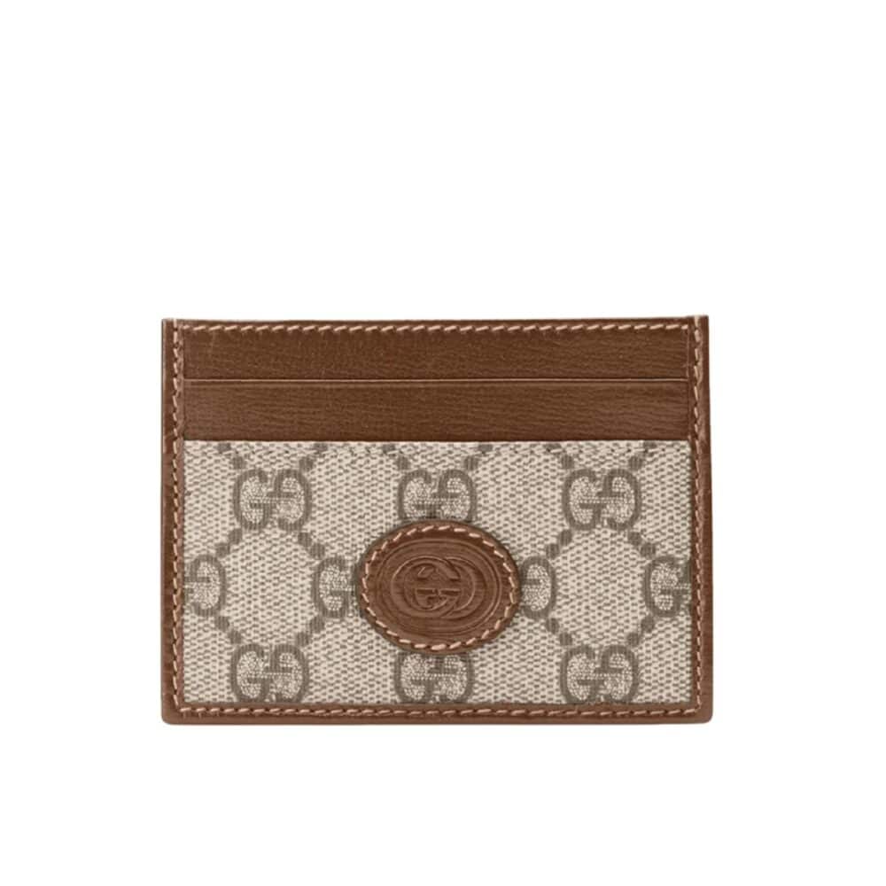 GUCCI INTERLOCKING G SLIM CARDHOLDER BROWN 10CM