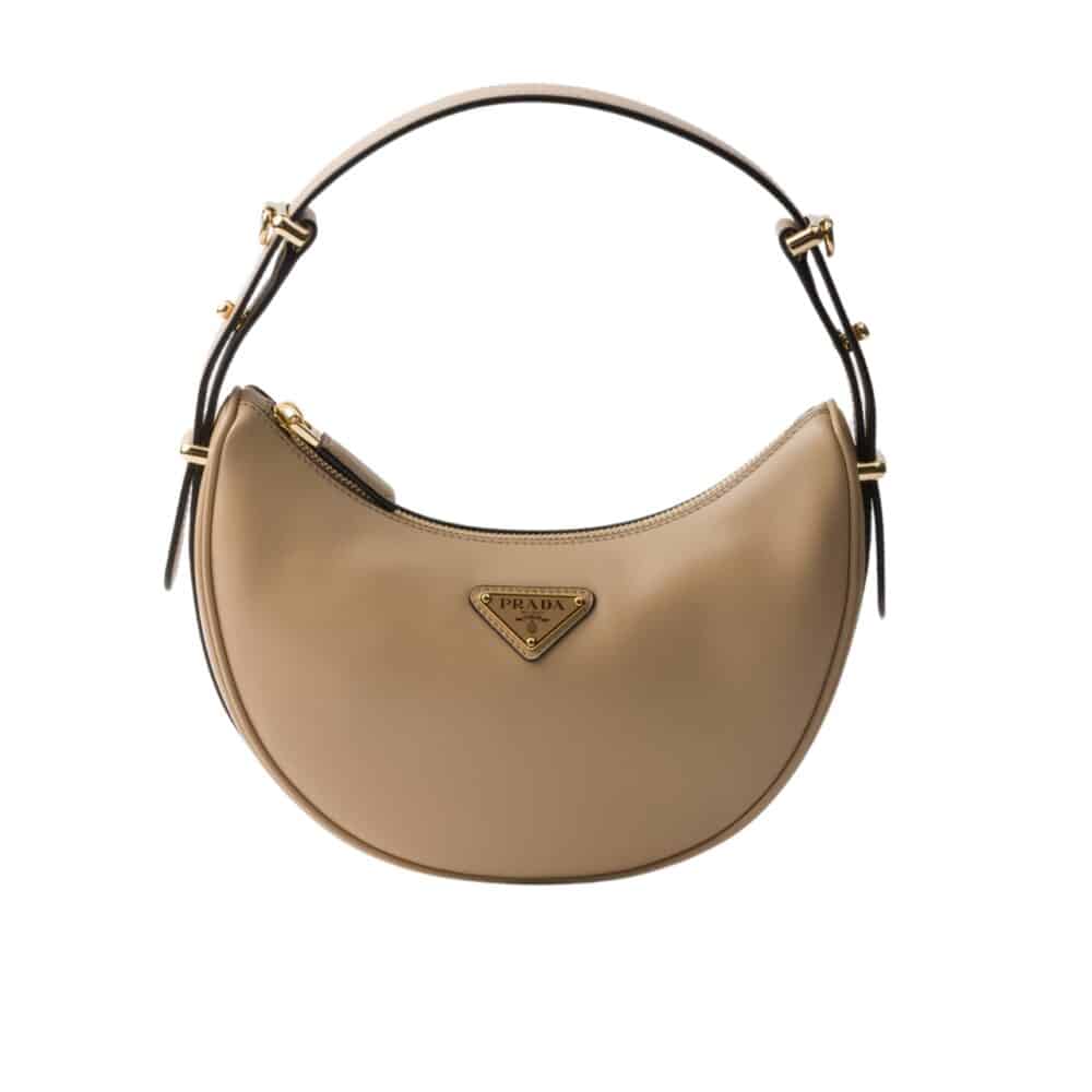 PRADA ARQUÉ SMALL SHOULDER BAG SAND 23CM 1BC194 ASK F02YP V OOO