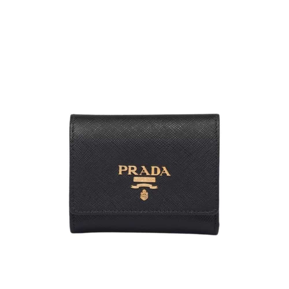 PRADA SMALL SAFFIANO WALLET BLACK 10CM 1MH043 ZLP F061H