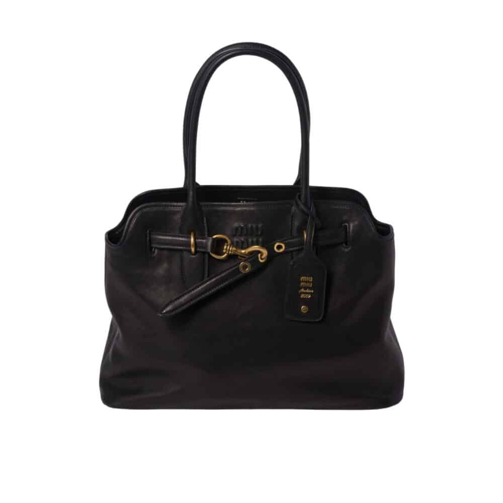 MIUMIU AVENTURE NAPPA BAG BLACK 41CM 5BG291 2BBLF0002 V OON