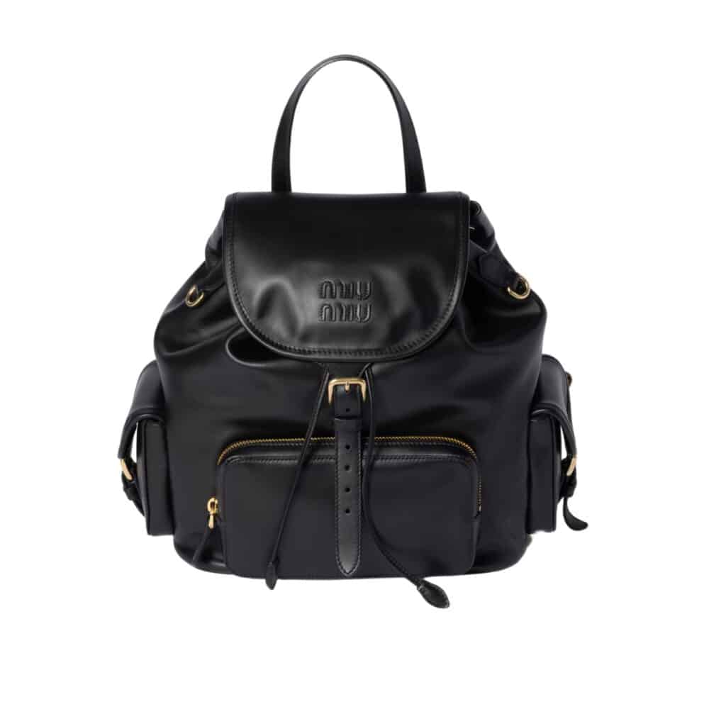 MIUMIU LEATHER BACKPACK BLACK 27CM 5BZ042 2CRW F0002 V OOO