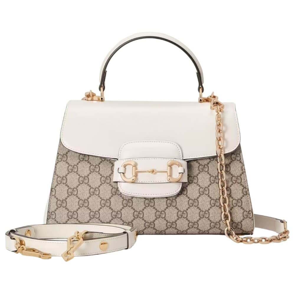 GUCCI HORSEBIT 1955 MINI TOP HANDLE BAG BEIGE EBONY 29CM