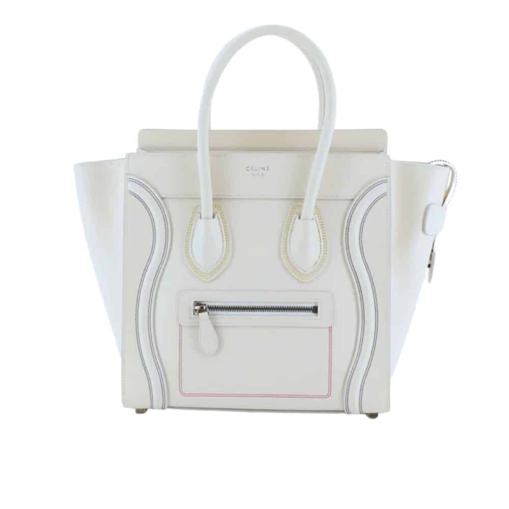 CELINE NANO LUGGAGE BAG IN DRUMMED WHITE 26CM