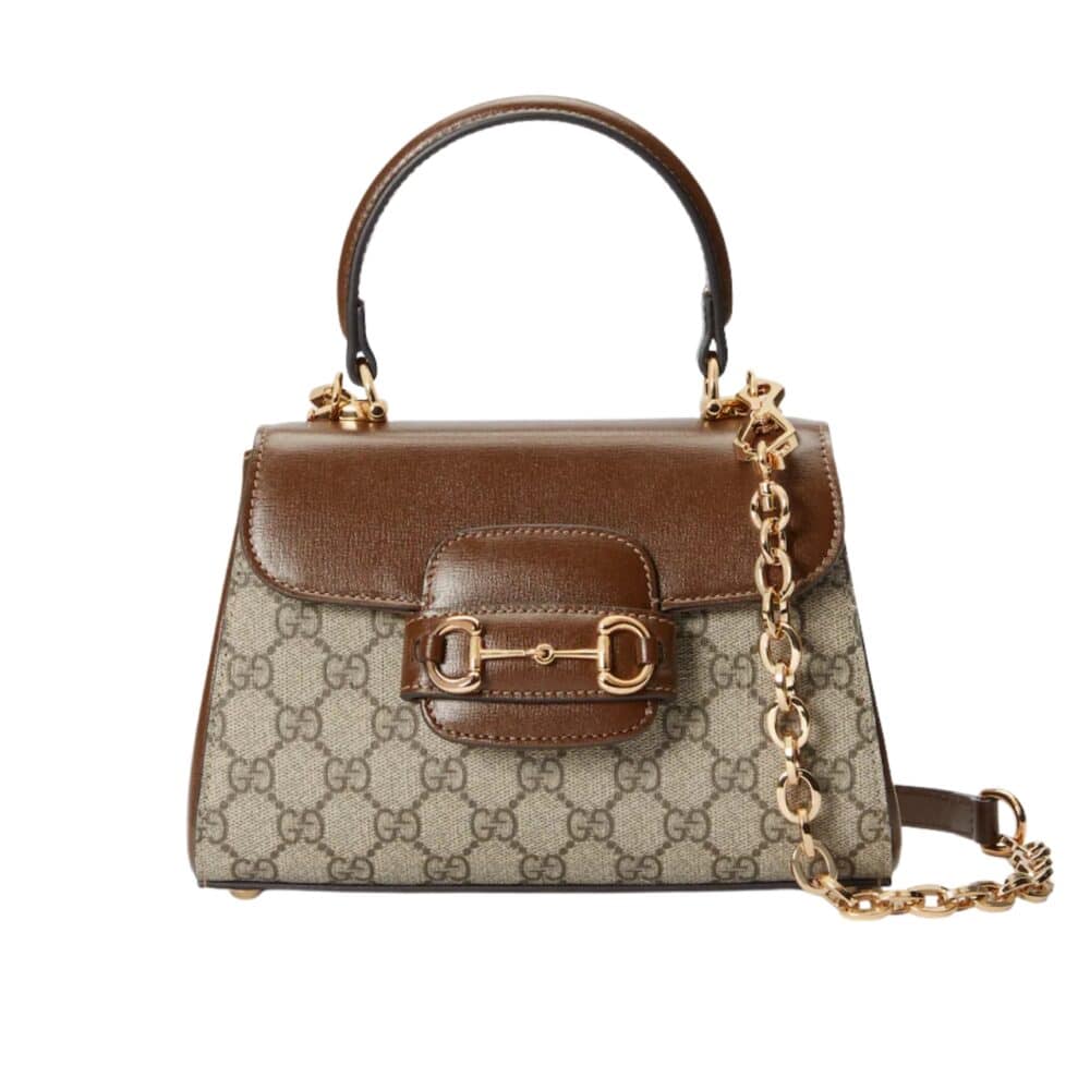 GUCCI HORSEBIT 1955 MINI TOP HANDLE BAG LIGHT BROWN 22CM 703848 9AAAJ 8563