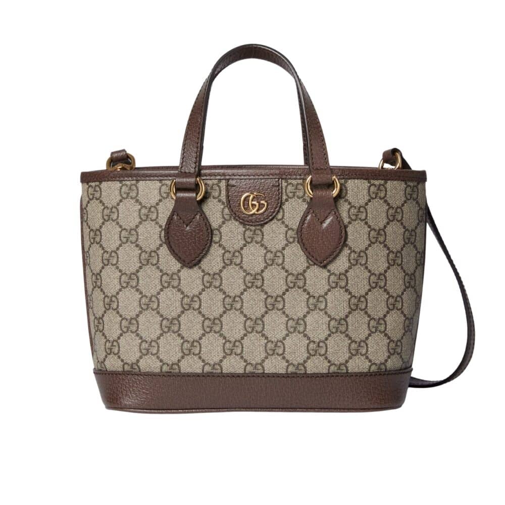 GUCCI OPHIDIA MINI TOTE BAG BEIGE AND EBONY 22CM 811716 K9GSG 8358