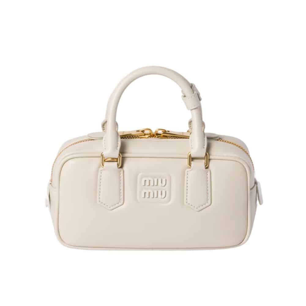 MIUMIU ARCADIE BAG CHALK WHITE 22CM 5BB142 ACR3 F0K74 V OON