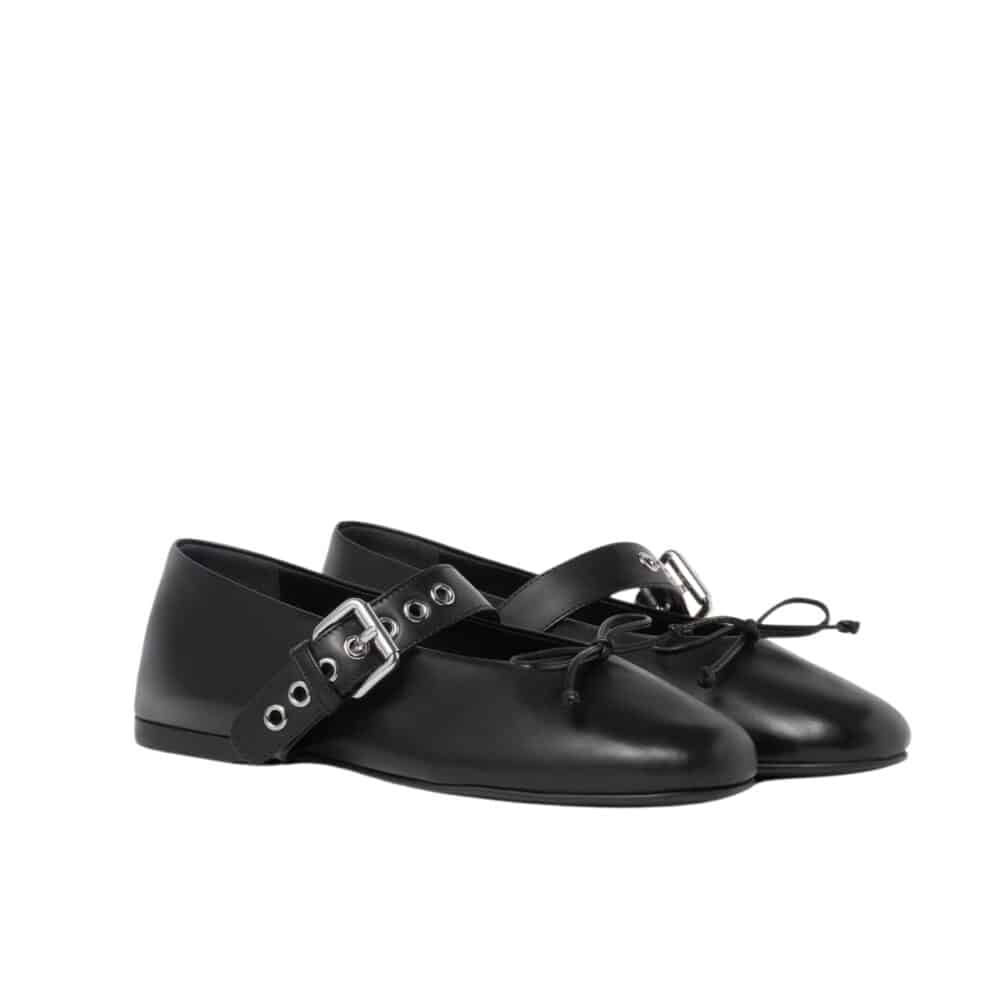 MIUMIU LEATHER BALLERINAS IN BLACK 5F210E 070 F0002 F 005